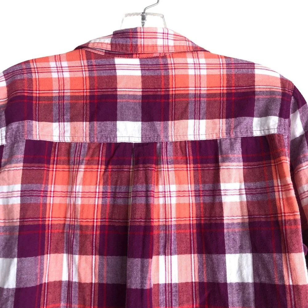 Old Navy Women's Flannel Shirt Size L Plaid 100% Cotton Long Sleeve Classic - Picture 10 of 11